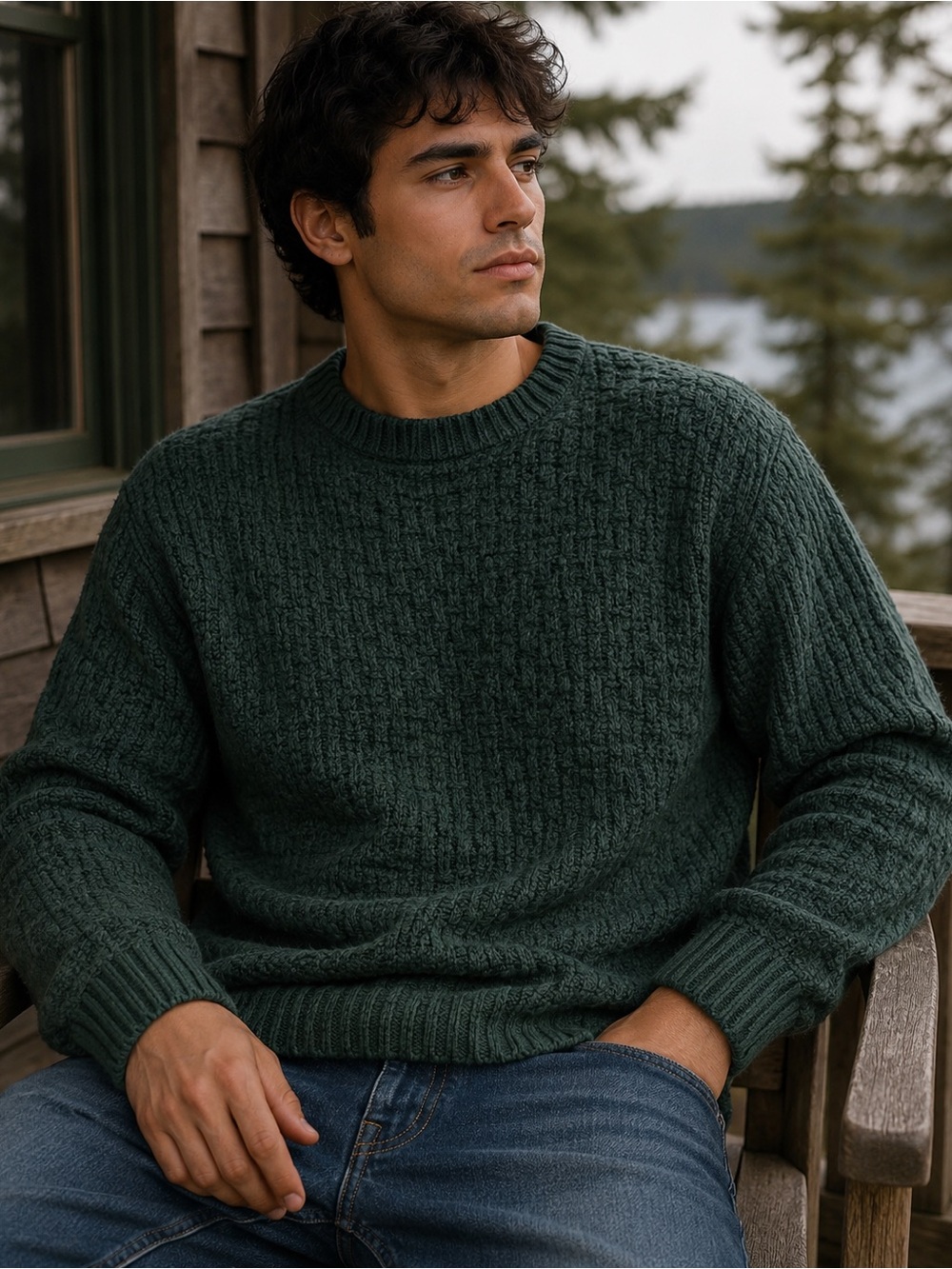 Vintage Puritan Grandpa Sweater XL Green Cable Knit Made in USA Retro 90s